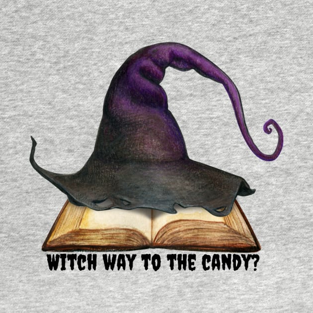 Witch Way to the Candy Spell Witch hat spell book Halloween by missdebi27